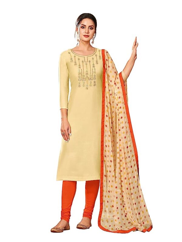 Buji Beige color Semi-Stitched Salwar