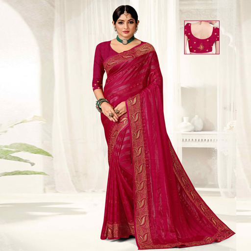 Buji Fancy Embroidery Siroski Saree