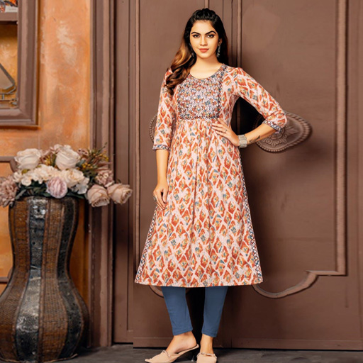 Buji Rayon Foil Printed Kurti